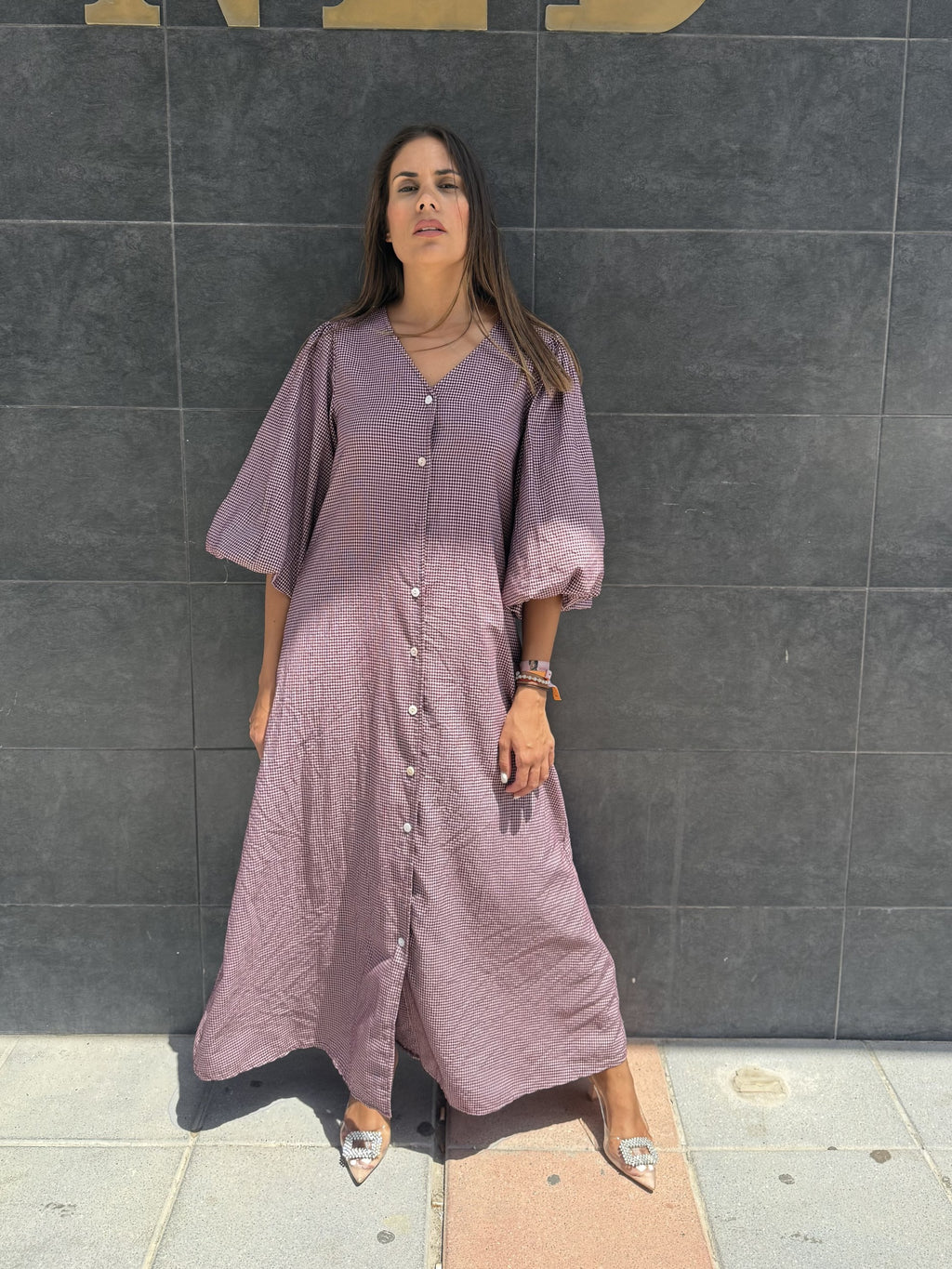 VESTIDO VICHY MANGA AL CODO