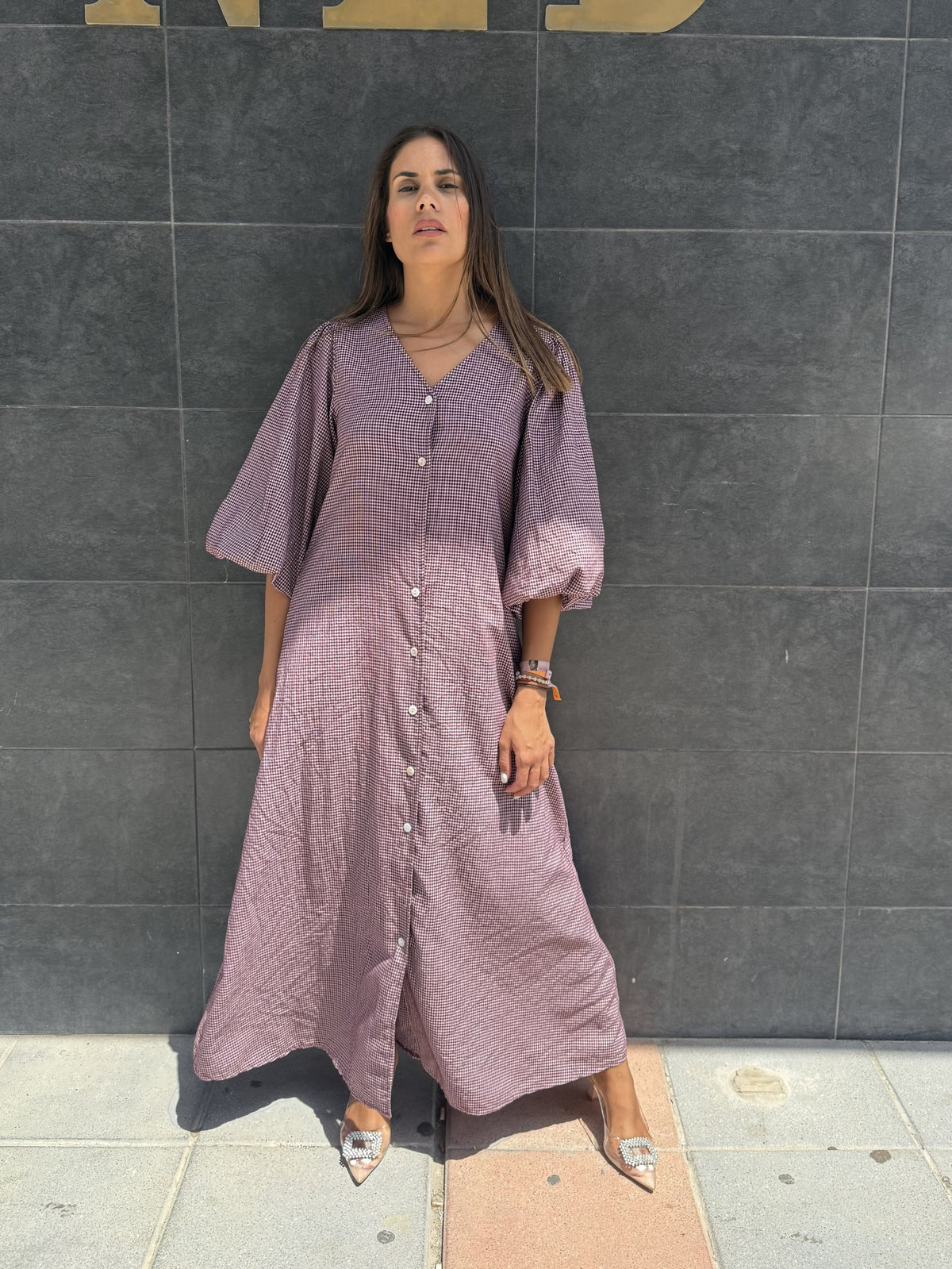 VESTIDO VICHY MANGA AL CODO
