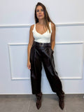 PANTALON MIDI POLIPIEL CON CINTURÓN