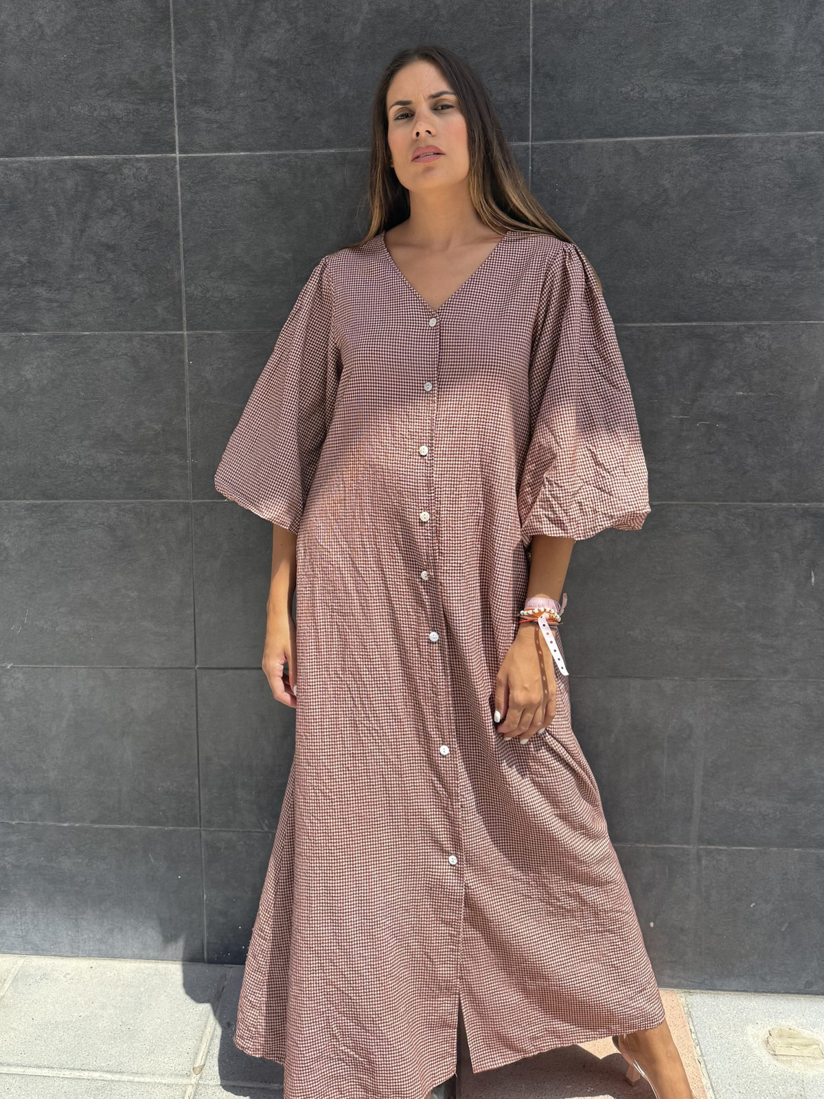 VESTIDO VICHY MANGA AL CODO